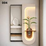לוח קיר LED עם מראה ואגרטל זכוכית
